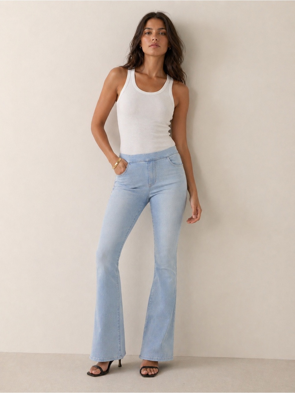 SPANX Retro Flare Jeans Light Wash | Pull-On High Rise | Tall M
